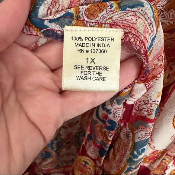 Live 4 Truth Women’s Short Sleeve Open Front Multicolor Paisley Kimono Sz 1X GUC - Picture 7 of 8